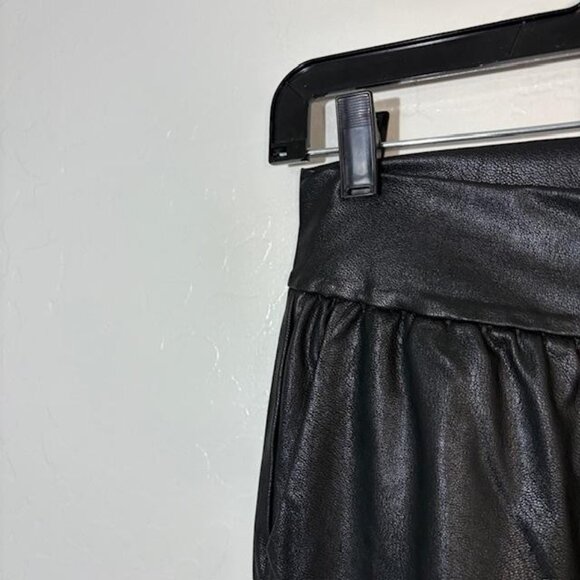 Commando Faux Leather Jogger Pants Womens XS Black Pull On Elastic Waist Pockets - Picture 2 of 8